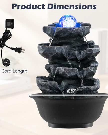 Giantex Stacked Rock Cascade Tabletop Water Fountain for Office Home Relaxation