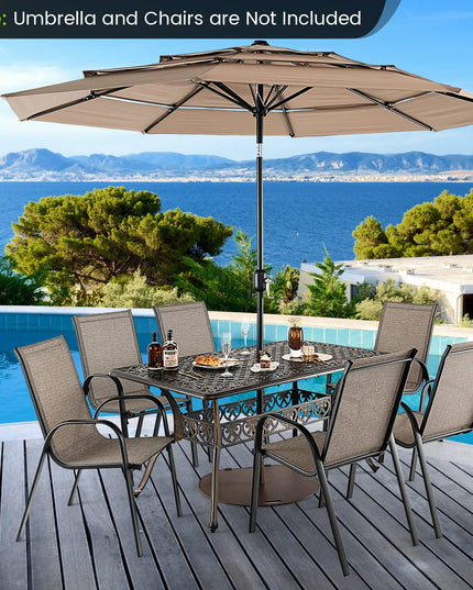 Giantex Patio Dining Table, Cast Aluminum Outdoor Table for 6 or 8 Persons, Heavy-Duty Structure