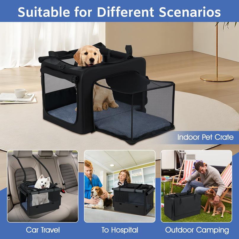 Giantex Portable Dog Crate for Travel Expandable Soft-Sided Pet Carrier with Mesh Windows