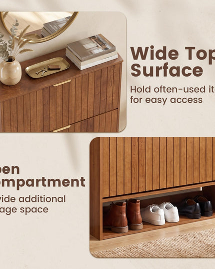 Giantex Shoe Storage Cabinet with 2 Flip Drawers