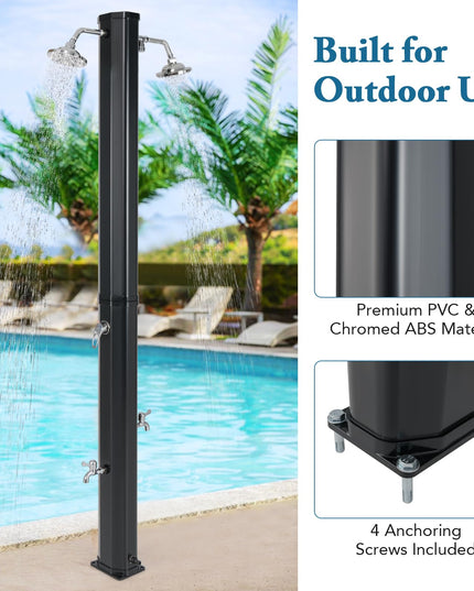 Giantex 9.3 Gallon Outdoor Shower, Solar Shower with Dual 360°Rotating Shower Heads, 2 Foot Showers