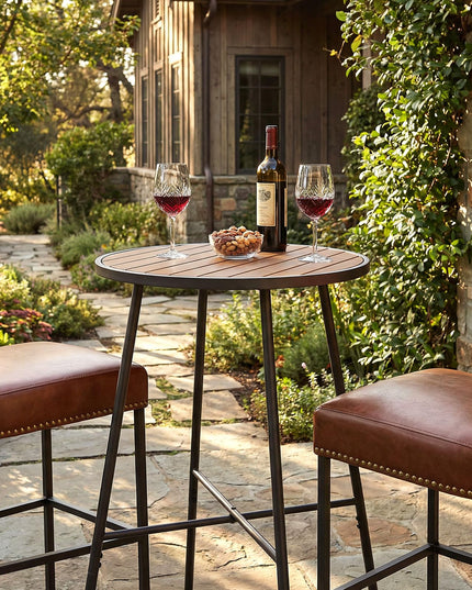 Table de bar de patio Giantex 41 pouces en bois d'acacia avec cadre en métal robuste