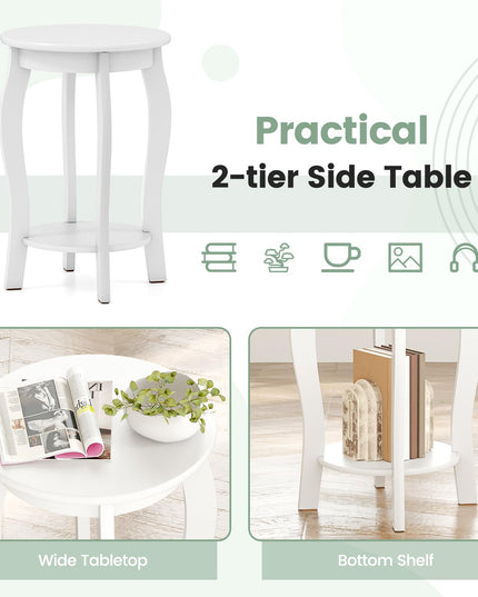 Giantex Wooden Side Table with Storage Shelf