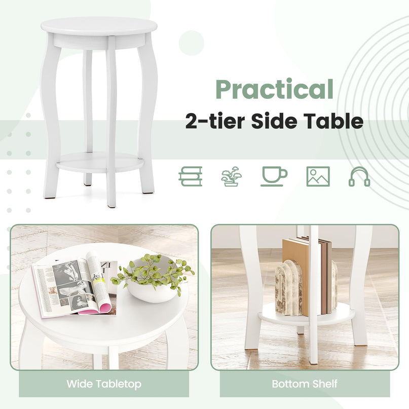 Giantex Wooden Side Table with Storage Shelf