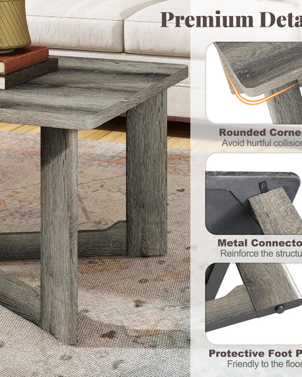 Giantex Farmhouse Wood Coffee Table for Reception Office