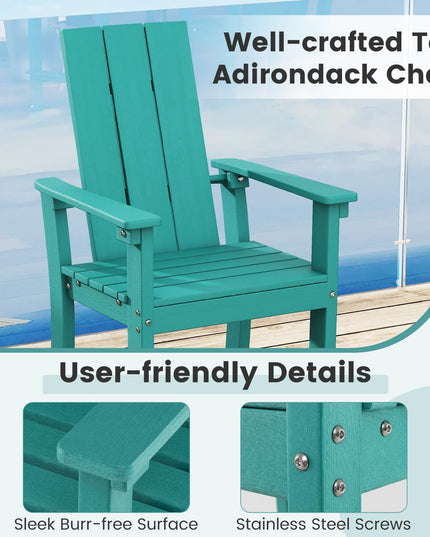 Giantex 52” Tall Adirondack Chair, HDPE Outdoor Bar Stool with Ergonomic Backrest