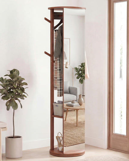 Miroir sur pied en bois Giantex 66" avec 2 tringles à vêtements pour chambre à coucher