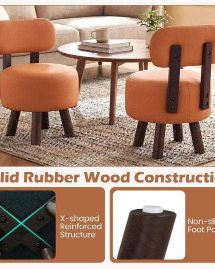 Giantex Small Footrest Stools Set of 2 Round Ottoman