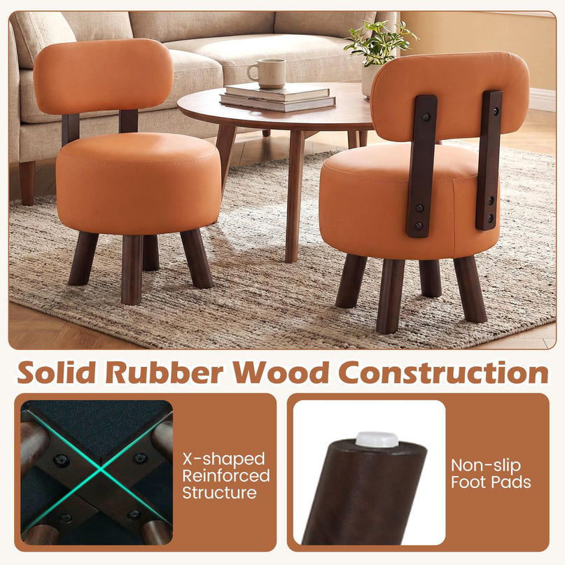 Giantex Small Footrest Stools Set of 2 Round Ottoman