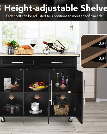 Giantex Kitchen Island Cart , 2 Drawers, 3 Door Cabinet