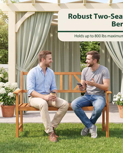 GIANTEX 2-Person Outdoor Acacia Wood Loveseat Bench