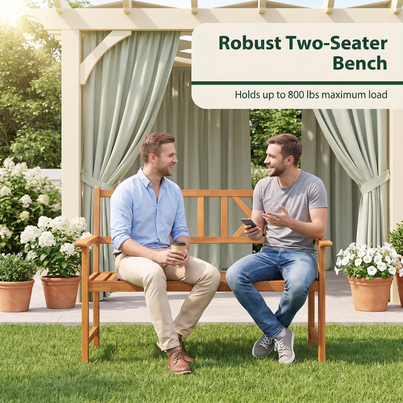 GIANTEX 2-Person Outdoor Acacia Wood Loveseat Bench