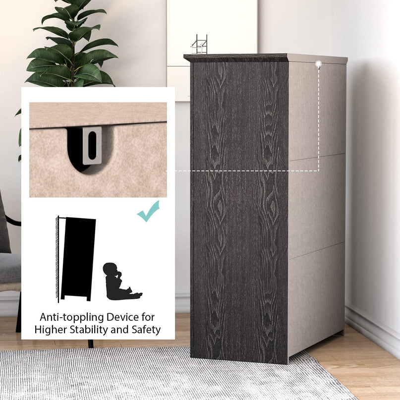 Giantex 5 Drawer Dresser Chest of Drawers - Vertical Dresser with 5 Pull-Out Drawers for Bedroom, Living Room, Entryway