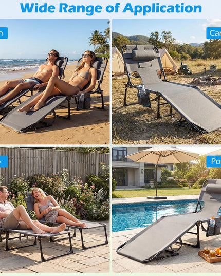 Chaise longue de plage pliante Giantex Face Down avec dossier réglable à 4 positions (1/2)