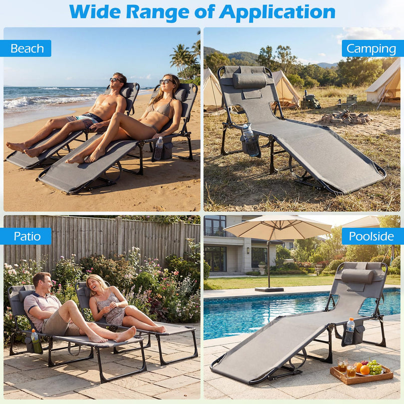 Giantex Face Down Folding Beach Lounge Chair w/ 4-Position Adjustable Backrest (1/2)