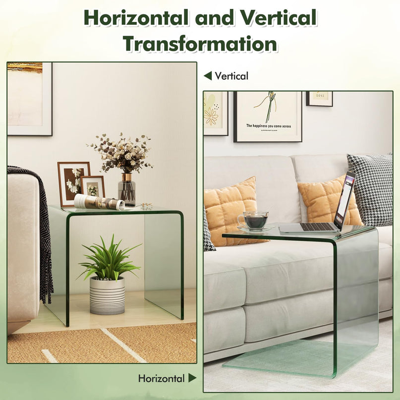 Giantex Tempered Glass Coffee Table Set of 3 Modern Living Room Tables Set for Small Spaces