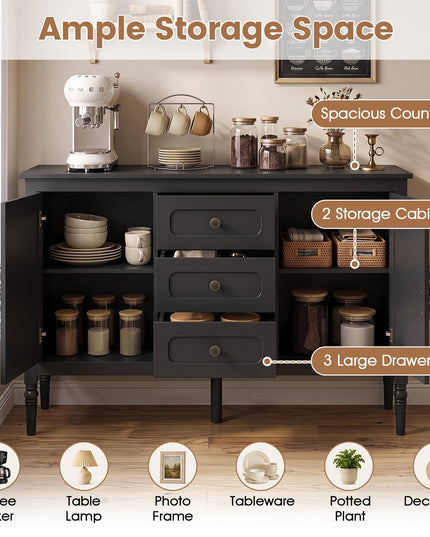 GIANTEX 47" Buffet Cabinet with 3 Drawers & 2 Cabinets