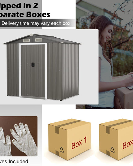 Giantex Outdoor Storage Shed 6 x 4 FT, Double Sliding Door