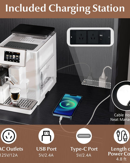 Giantex Meuble de cuisine garde-manger 64,5" avec station de charge