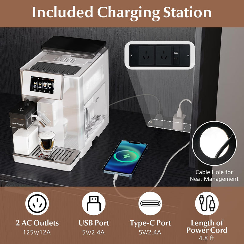 Giantex 64.5" Kitchen Pantry Cabinet with Charging Station