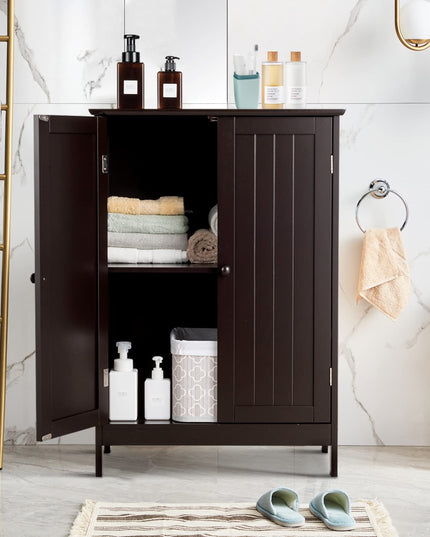 Giantex Storage Cabinet with Doors and Shelves - Freestanding Storage Organizer with Anti-Tipping Device