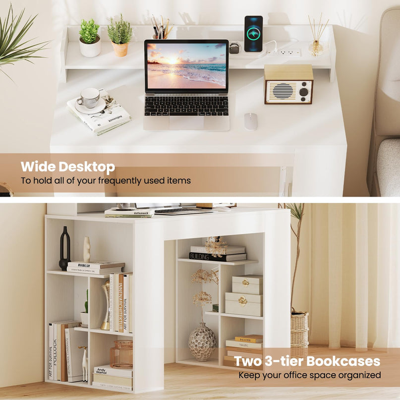 Giantex 43" Home Office Computer Desk with Charging Station