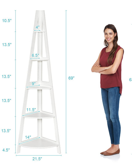 5-Tier Corner Bookcase Ladder Bookshelf Plant Stand Home Office Furniture