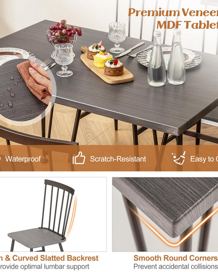 Giantex Dining Table Set for 4, Dining Set with Kitchen Table, Dining Chairs