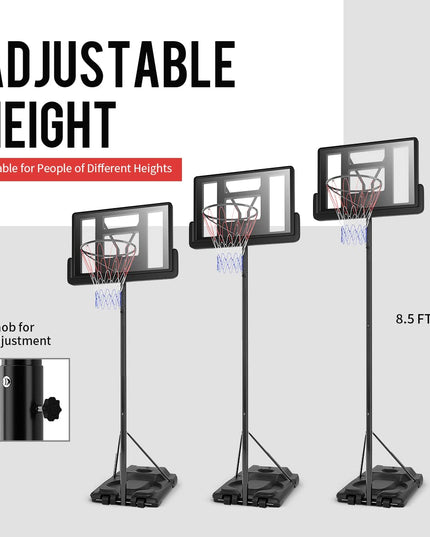 Height Adjustable 8.5-10 Ft Outdoor Indoor Basketball Stand for Kids Youth