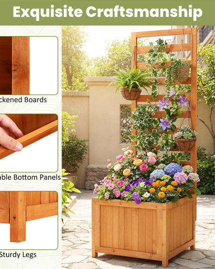 Jardinière surélevée en bois avec treillis Giantex pour l'extérieur