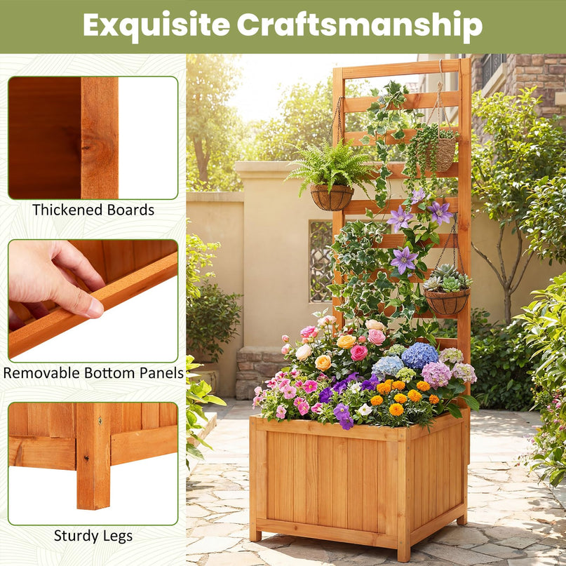 Jardinière surélevée en bois avec treillis Giantex pour l'extérieur