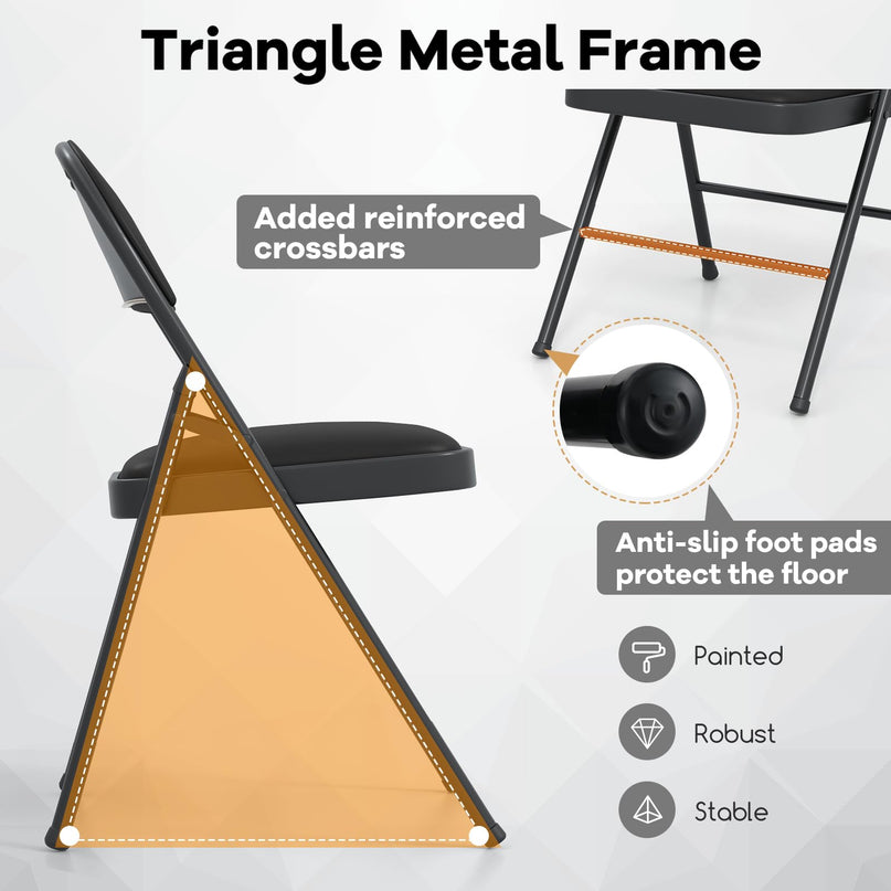 Giantex Folding Chair with Metal Frame for Indoor Outdoor Events