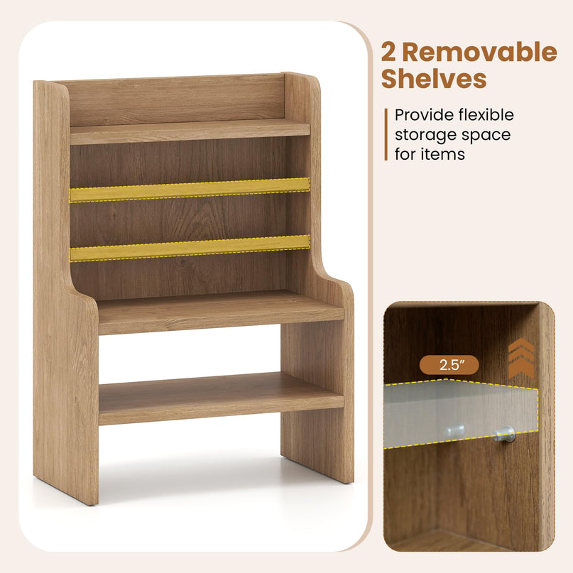 Giantex Wooden 6 Tier Storage Rack with 2 Removable Shelves
