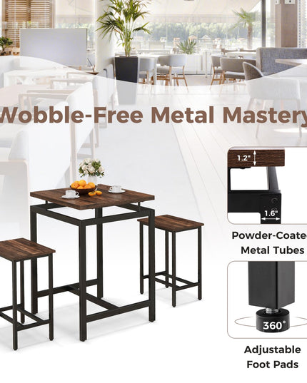 Giantex Small Dining Table Set for 2 - Counter Height Table Set with 2 Stools