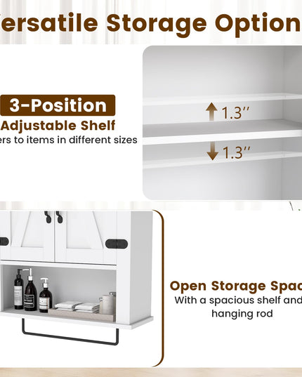 Giantex Bathroom Wall Cabinet with Towel Bar Above Toilet