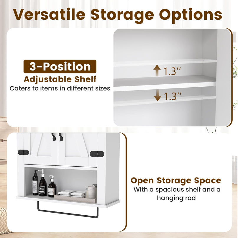Giantex Bathroom Wall Cabinet with Towel Bar Above Toilet