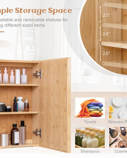 Giantex Medicine Cabinet Mirror, Bathroom Wall Cabinet with Reversible Single Door, 2 Adjustable Shelves