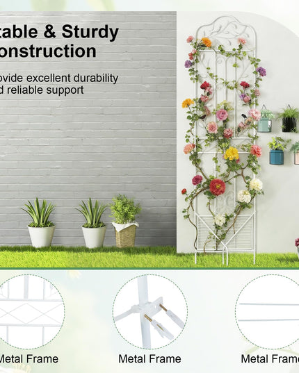 Giantex Metal Garden Trellis for Climbing Plants with Foldable Bottom Shelf (1/2)