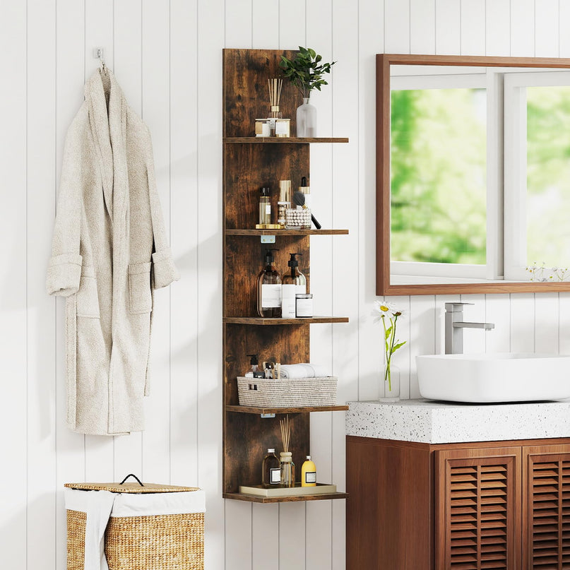Giantex Wooden Wall-Mounted Organizer Book Shelf for Bedroom