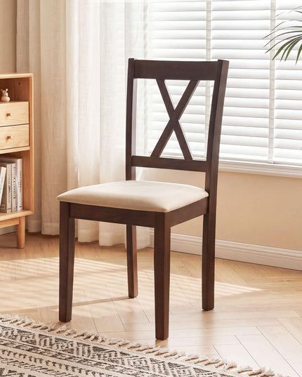 Giantex Wooden Dining Chairs Set of 4 with Solid Rubber Wood Frame