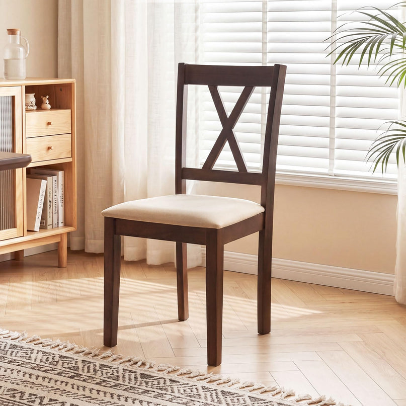 Giantex Wooden Dining Chairs Set of 4 with Solid Rubber Wood Frame