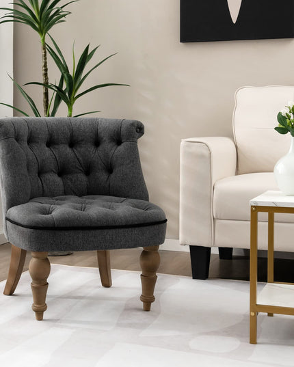 Giantex Accent Chair Set of 2, Single Sofa Chair with Tufted Backrests, Beech Wood Legs, Gray