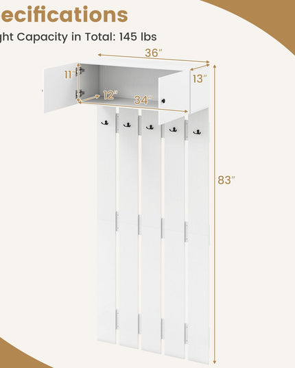 Giantex Wall Mounted Coat Rack for Hallway Bedroom Bathroom