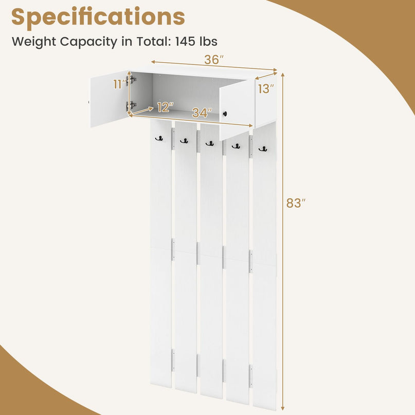 Giantex Wall Mounted Coat Rack for Hallway Bedroom Bathroom