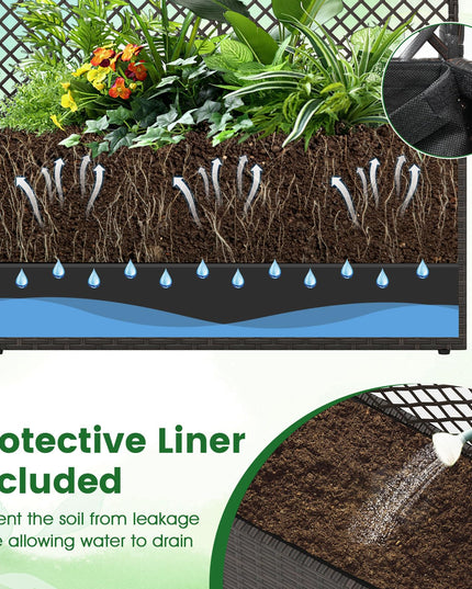 Jardinière haute en rotin PE Giantex 58"/49" avec doublure et drainage