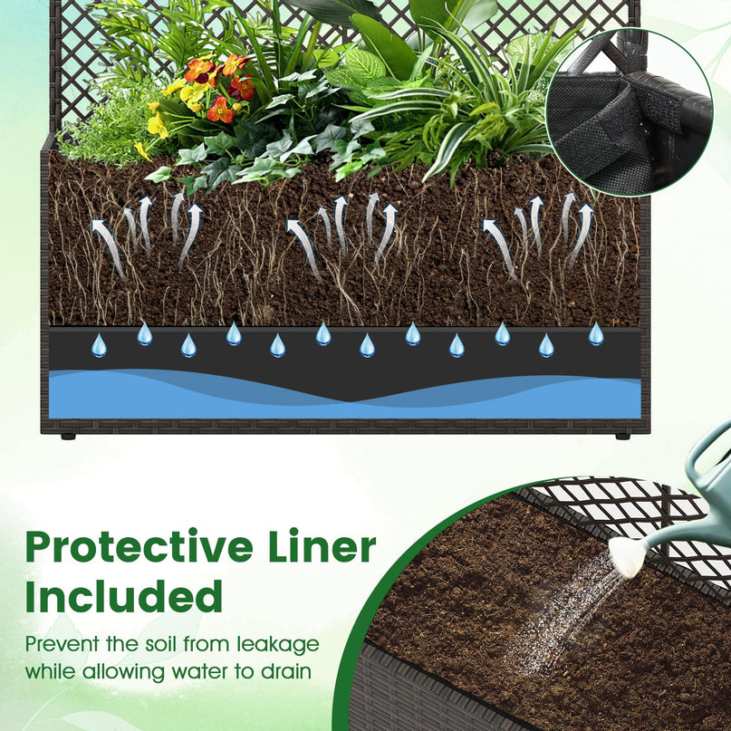 Jardinière haute en rotin PE Giantex 58"/49" avec doublure et drainage