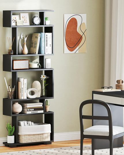 Giantex 6-Tier Geometric Bookcase Set of 1/2 64" Tall S-Shaped Bookshelf