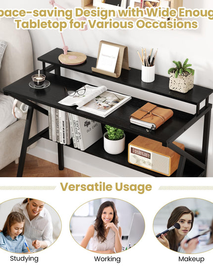 Giantex Compact Computer Desk for Small Spaces with Monitor Stand