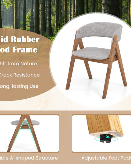 Giantex Wooden Dining Chairs, Modern Padded Kitchen Chairs w/Curved Backrest & Rubber Wood Frame