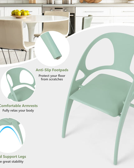 Giantex Folding Dining Chairs Set of 2/4, Outdoor Plastic Dining Chairs with Armrest and High Backrest